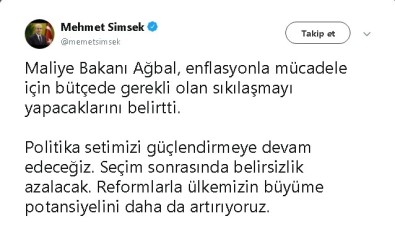 Başbakan Yardımcısı Şimşek Açıklaması 'Seçim Sonrasında Belirsizlik Azalacak'