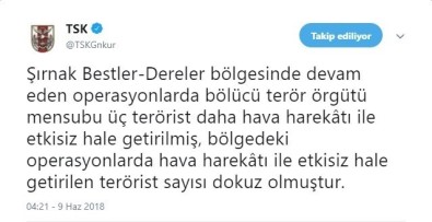 TSK Açıklaması 'Şırnak'ta Etkisiz Hale Getirilen Terörist Sayısı 9'A Ulaştı'