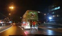 Beyoğlu'nda Patenli Gençlerin Tehlikeli Yolculuğu Kamerada