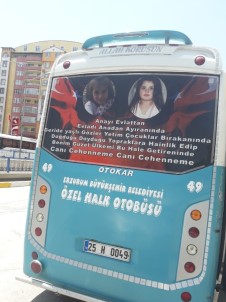 Erzurum'da Bir Sürücü Otobüsün Arka Camını Leyla Ve Eylül'ün Fotoğrafları İle Kapladı