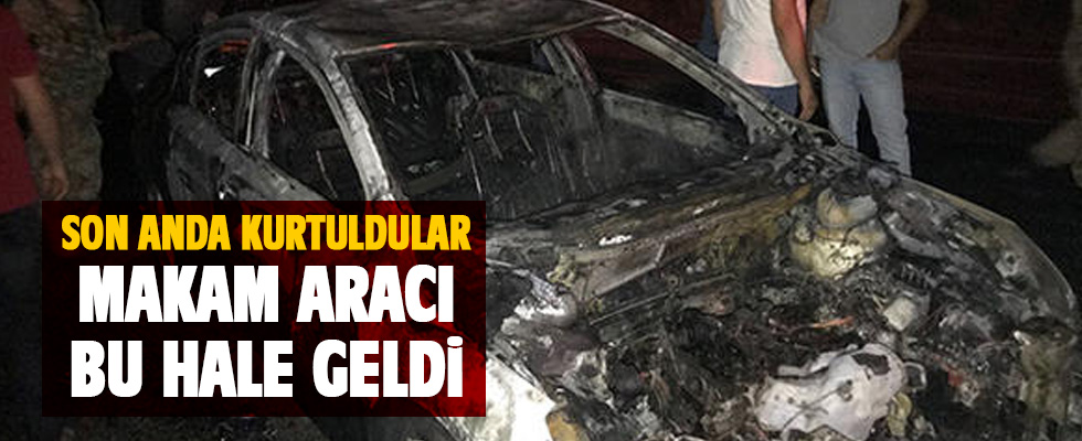 Kaymakamın makam aracı cayır cayır Yandı