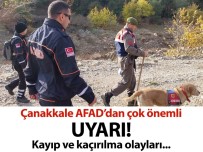 ALZHEİMER HASTALIĞI - Çanakkale AFAD'dan Kayıp Ve Kaçırılma Olaylarına Karşı Uyarı