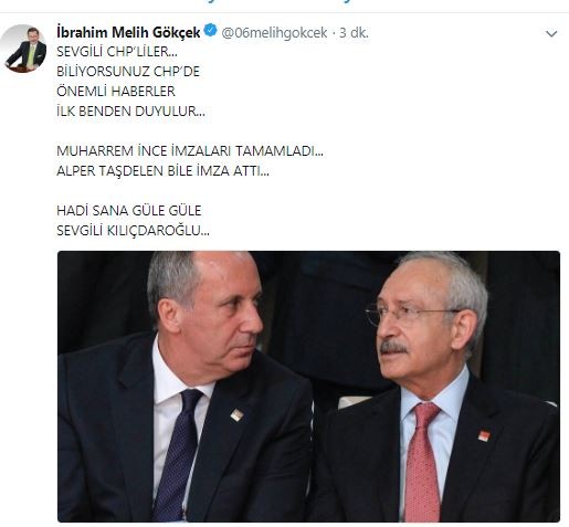 Melih Gökçek açıkladı: Muharrem İnce imzaları tamamladı
