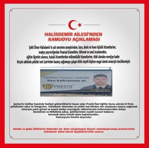 Halisdemir'in Ailesinden Açıklama Açıklaması 'Ömer Halisdemir'in Fotoğrafı Reklam Malzemesi Değildir'