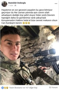 Şehit Onbaşı Turan'ın Silah Arkadaşından Duygulandıran Paylaşım