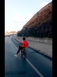 Bisikletlinin E-5 Karayolundaki Akıl Almaz Yolculuğu Kamerada