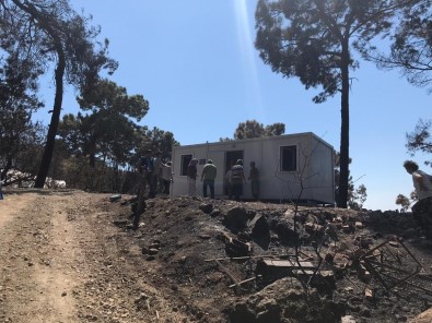 Kumluca'daki Yangında Evi Yanan İki Aileye Konteyner Ev Verildi