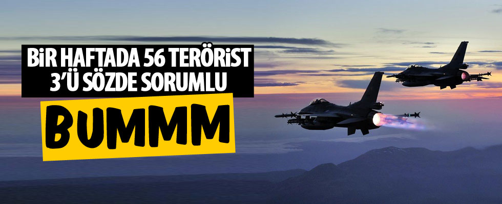 Son bir haftada 3'ü üst düzey 56 terörist öldürüldü