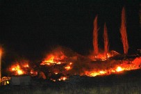 Ayvalık'ta Sanayi Sitesi İle Asfalt Şantiyesi Arasındaki Bölgede Çıkan Yangın Korkuttu