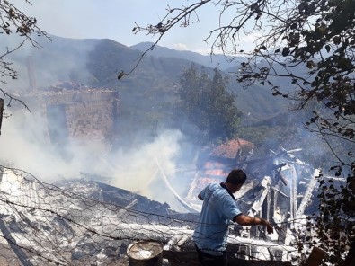 Çamlıköy Köyü'nde Çıkan Yangında Ev Ve Ahır Kül Oldu