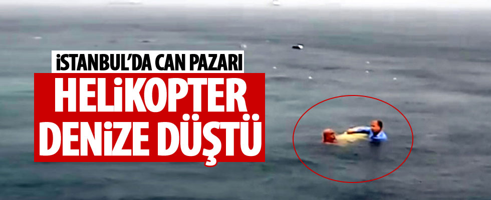 İstanbul'da helikopter denize düştü