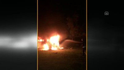 Bodrum'da Arazide Yakılan Ateş Minibüse Zarar Verdi
