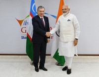 NARENDRA MODI - Özbekistan Cumhurbaşkanı Mirziyoyev Küresel Zirve İçin Hindistan'da