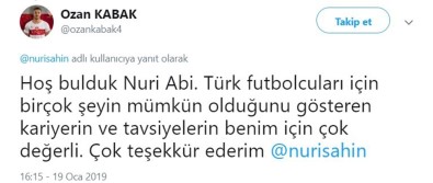 Ozan Kabak'tan Nuri Şahin'e Cevap