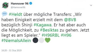 Hannover 96'Dan İlginç Shinji Kagawa Açıklaması