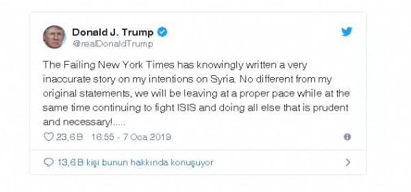 Trump'tan Suriye açıklaması
