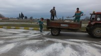 AHMET AKıN - Burhaniye'de Buzlanan Yollarda Tuzlama Çalışması Yapıldı