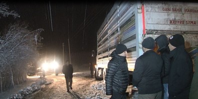 Kar Ve Tipide 200 Hayvanla Mahsur Kalan Tır Sürücüsü Kurtarıldı