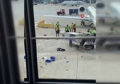 Havalimanında Bozulan Yemek Dağıtım Aracı Pisti Birbirine Kattı