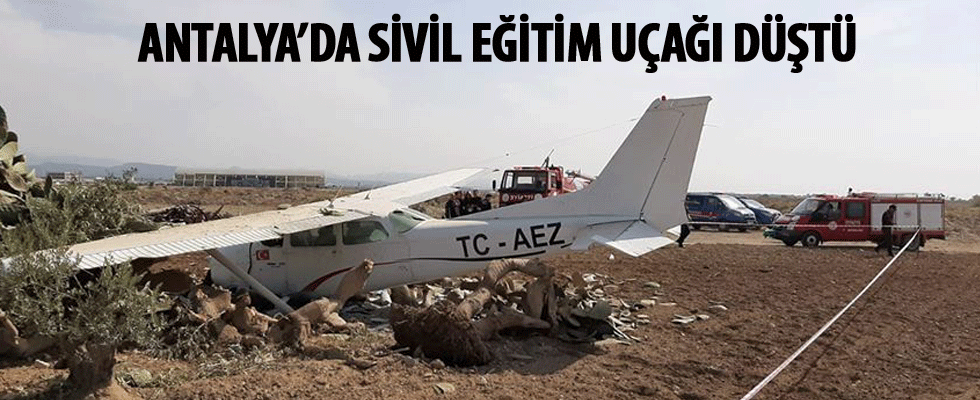 Antalya'da sivil eğitim uçağı düştü