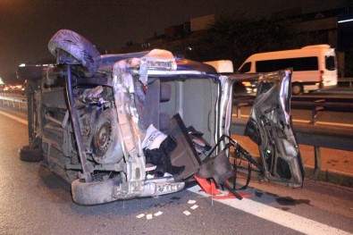 TEM'de Otomobilin Çarptığı Araç Takla Attı Açıklaması 2 Yaralı