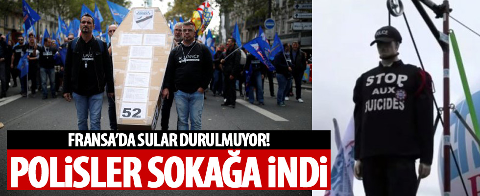 Paris'te polisler gösteri düzenledi
