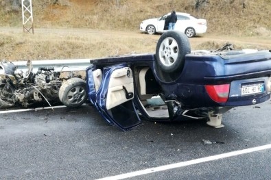 Kayganlaşan Yolda Kontrolden Çıkan Otomobil Takla Attı Açıklaması 5 Yaralı