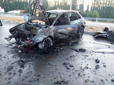 Konya'da Devrilen Otomobil Alev Aldı Açıklaması 1 Yaralı