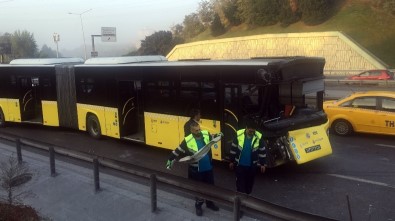 İETT Otobüsü Park Halindeki Kamyonete Çarptı Açıklaması 1 Yaralı