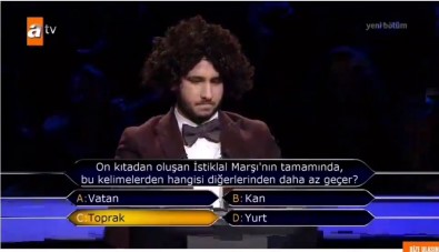 Kim Milyoner Olmak İster'de 1 milyonluk İstiklal Marşı sorusu