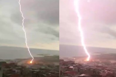 Trabzon'da yıldırım böyle düştü