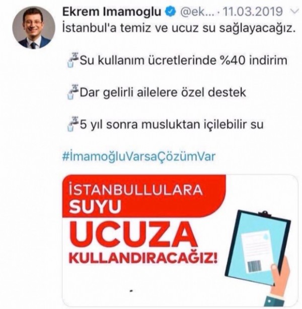 İmamoğlu sözünü unuttu suya zam yaptı