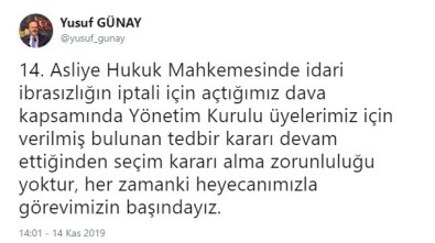 Yusuf Günay Açıklaması 'Her Zamanki Heyecanımızla Görevimizin Başındayız'