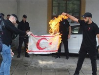 Büyük skandal! KKTC bayrağını yaktılar