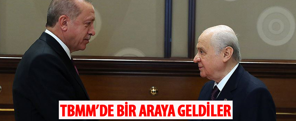 Cumhurbaşkanı Erdoğan, TBMM'de Bahçeli ile bir araya geldi
