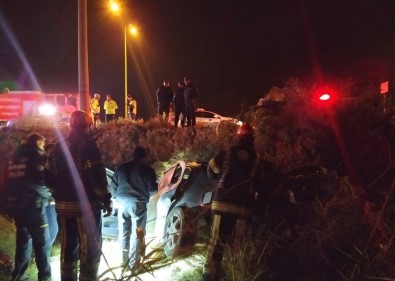 Şarampole Devrilen Otomobil Sürücüsü Yaralı Kurtarıldı