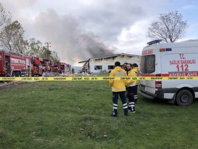 Çatalca'da Korkutan Fabrika Yangını Havadan Görüntülendi