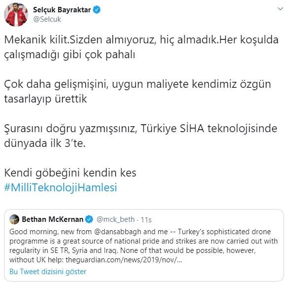 Selçuk Bayraktar'dan İngilizlere tokat gibi cevap!