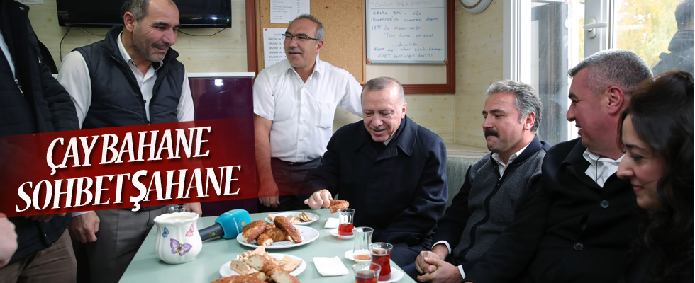 Cumhurbaşkanı Erdoğan, taksi durağında çay içti