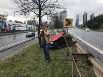 FATIH SULTAN MEHMET - (Özel) TEM Otoyolu'nda Kayan Otomobil Refüje Çıktı, Genç Sürücü Ölümden Döndü