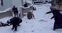 KAR TOPU - Eşleriyle Birlikte Kar Topu Oynayarak Karın Tadını Çıkardılar