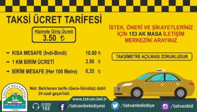 Tatvan'daki 'Ticari Taksilere' Yeni Fiyat Düzenlemesi