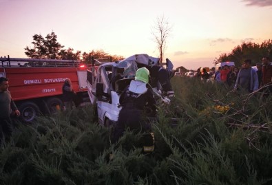 Denizli'de Takla Atan Otomobil Dehşet Saçtı Açıklaması 1 Ölü, 2 Yaralı