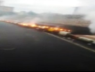 Aşırı Yükü Taşıyamayan Yüksek Gerilim Hattı Kablosu Yanarak Koptu