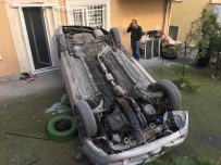 (Özel) Maltepe'de Otomobil Beş Metreden Bahçeye Uçtu , Oyun Oynayan Çocuklar 5 Dakikayla Kurtuldu