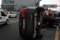 YAĞAN - Başkentte Yağmurlu Zeminde Kayan Araç Takla Attı