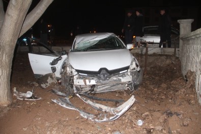 Elazığ'da Otomobil Bahçeye Uçtu Açıklaması 2 Yaralı