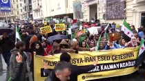 İSTİKLAL CADDESİ - İstanbul'da, İdlib'deki Saldırılar Protesto Edildi