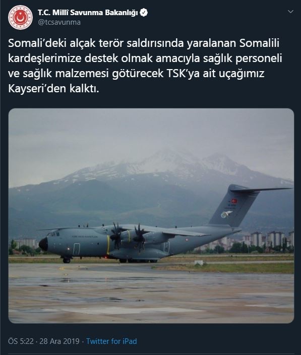 Türkiye'den Somali'ye yardım uçağı