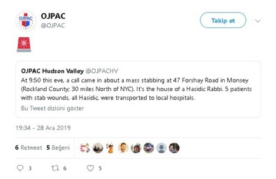 New York'ta Hahamın Evinde Saldırı Açıklaması 5 Yaralı